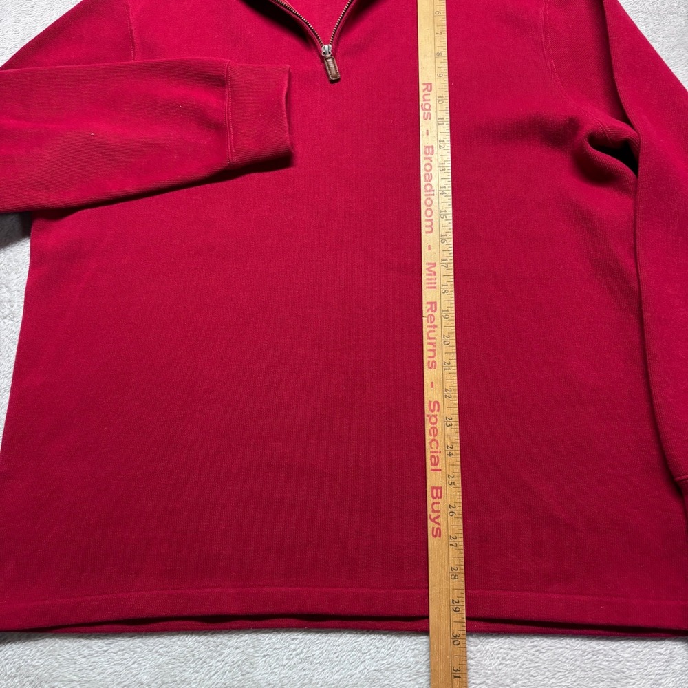 Polo Ralph Lauren Mens XL Red Quarter Zip Pullover Sweater Cotton Pony Logo - Picture 5 of 6